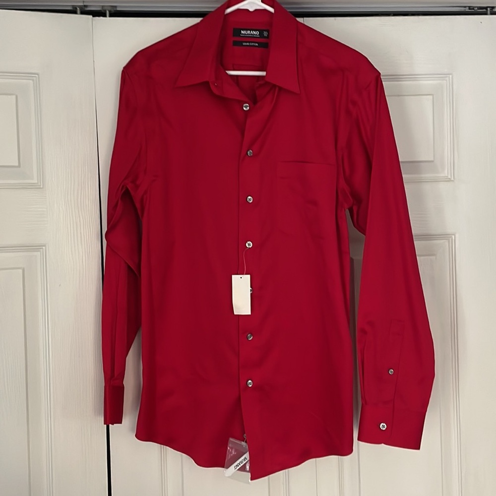 Murano red dress shirt 15.5, 34 sleeve